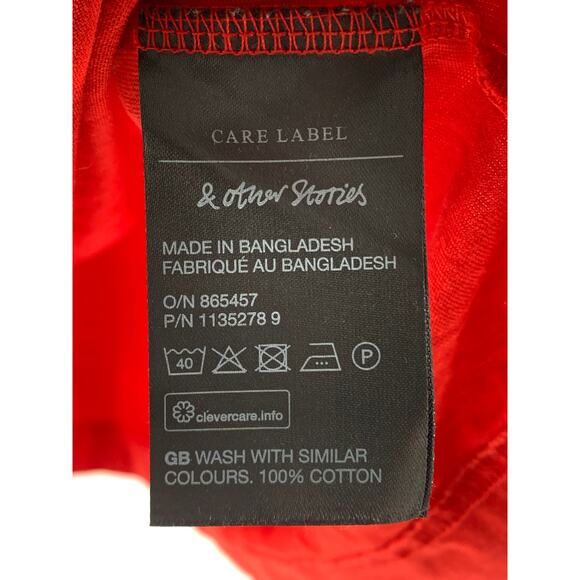 & OTHER STORIES Women's Red Oversized Boxy Crewneck Short Sleeve T-Shirt SZ S - Picture 9 of 9